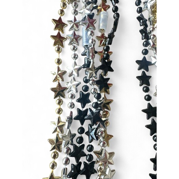 NWT 12 Spritz Target Beaded Necklaces Plastic Stars Black Silver & Gold 2 Pack - Picture 2 of 4